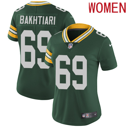 2019 Women Green Bay Packers 69 Bakhtiari green Nike Vapor Untouchable Limited NFL Jersey